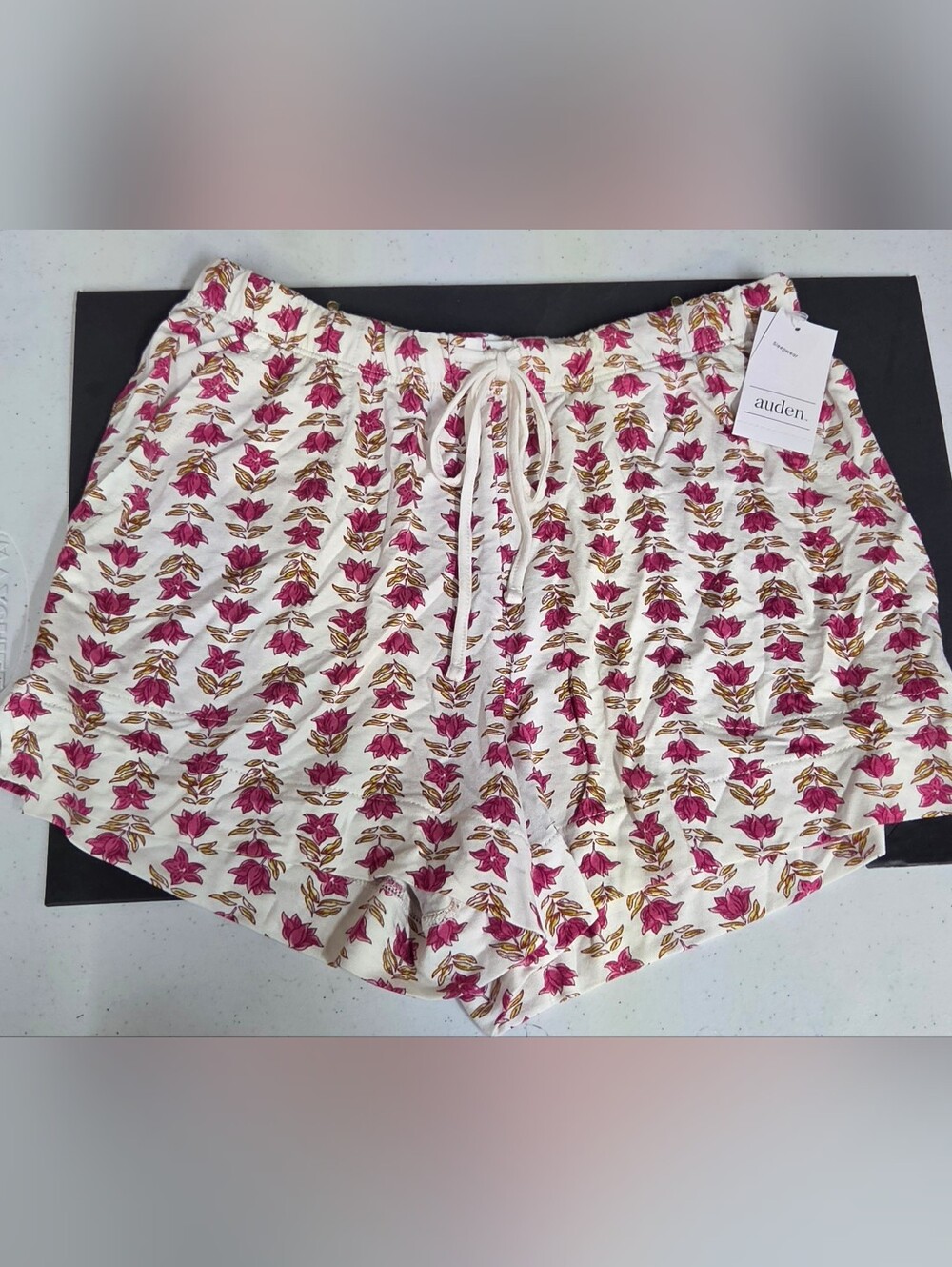 Auden Floral Drawstring Sleep Shorts - Pink Floral on Cream
